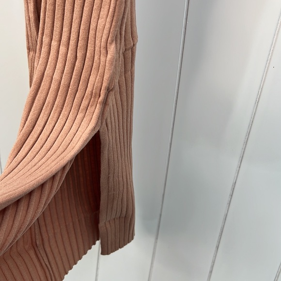 168. Midi Dress Sweater Ribbed Bodycon Sleeveless Side Slit Rose Pink NEW - Picture 7 of 12